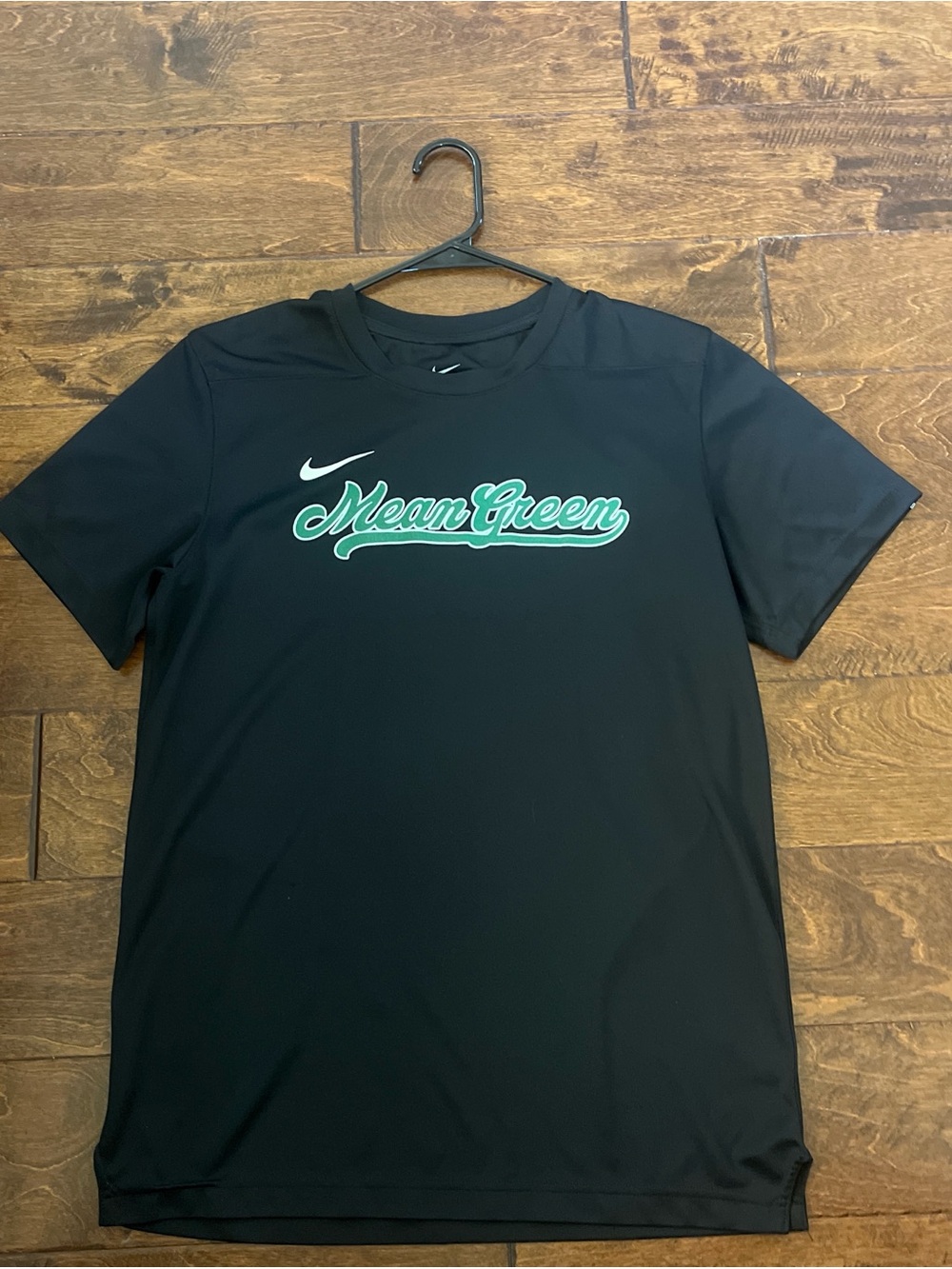 Nike Black Tee with Green Script "Mean Green"